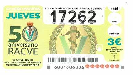 Décimo 17262 del sorteo 1-01/01/2026 Jueves