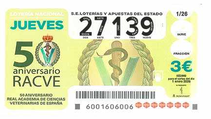 Décimo 27139 del sorteo 1-01/01/2026 Jueves