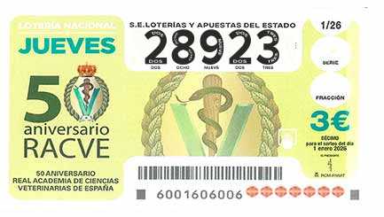 Décimo 28923 del sorteo 1-01/01/2026 Jueves