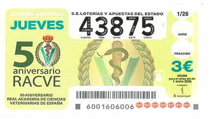 Décimo 43875 del sorteo 1-01/01/2026 Jueves