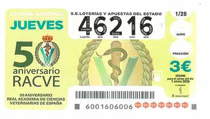 Décimo 46216 del sorteo 1-01/01/2026 Jueves