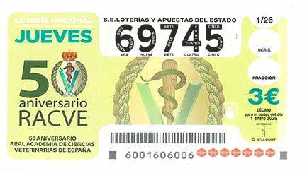 Décimo 69745 del sorteo 1-01/01/2026 Jueves