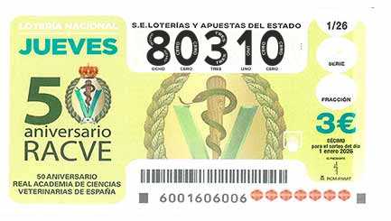 Décimo 80310 del sorteo 1-01/01/2026 Jueves