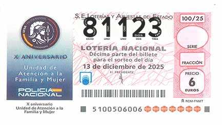 Décimo 81123 del sorteo 100-13/12/2025 Sábado