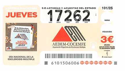 Décimo 17262 del sorteo 101-18/12/2025 Jueves