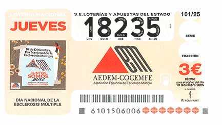 Décimo 18235 del sorteo 101-18/12/2025 Jueves