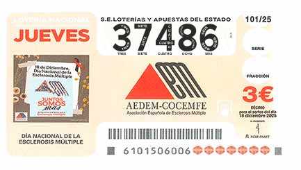 Décimo 37486 del sorteo 101-18/12/2025 Jueves