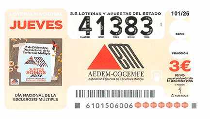 Décimo 41383 del sorteo 101-18/12/2025 Jueves