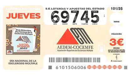 Décimo 69745 del sorteo 101-18/12/2025 Jueves