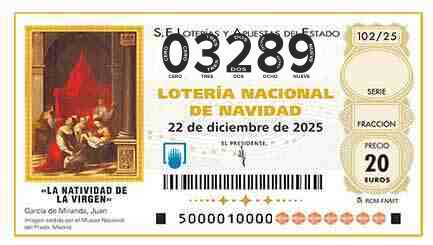 Décimo 03289 del sorteo 102-22/12/2025 Navidad