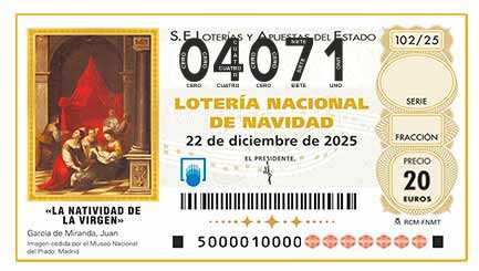 Décimo 04071 del sorteo 102-22/12/2025 Navidad