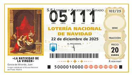 Décimo 05111 del sorteo 102-22/12/2025 Navidad