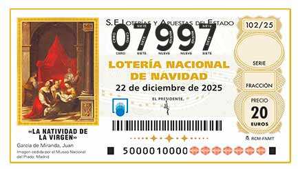 Décimo 07997 del sorteo 102-22/12/2025 Navidad
