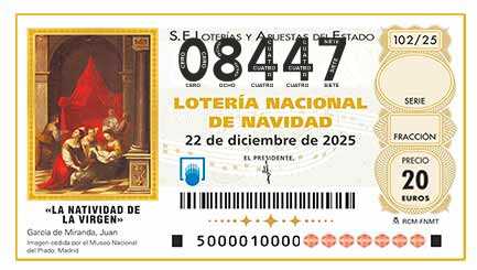 Décimo 08447 del sorteo 102-22/12/2025 Navidad