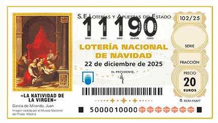 Décimo 11190 del sorteo 102-22/12/2025 Navidad