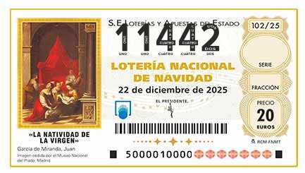 Décimo 11442 del sorteo 102-22/12/2025 Navidad