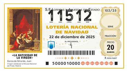 Décimo 11512 del sorteo 102-22/12/2025 Navidad