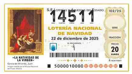 Décimo 14511 del sorteo 102-22/12/2025 Navidad
