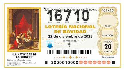 Décimo 16710 del sorteo 102-22/12/2025 Navidad
