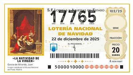Décimo 17765 del sorteo 102-22/12/2025 Navidad