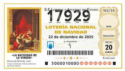 Décimo 17929 del sorteo 102-22/12/2025 Navidad