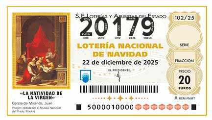 Décimo 20179 del sorteo 102-22/12/2025 Navidad