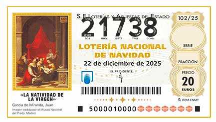 Décimo 21738 del sorteo 102-22/12/2025 Navidad