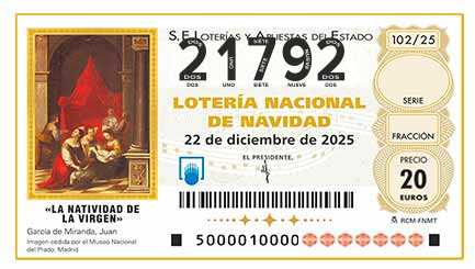 Décimo 21792 del sorteo 102-22/12/2025 Navidad