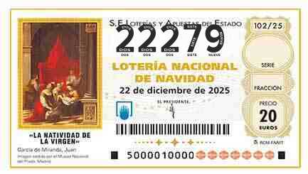 Décimo 22279 del sorteo 102-22/12/2025 Navidad