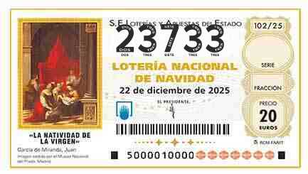 Décimo 23733 del sorteo 102-22/12/2025 Navidad