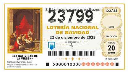 Décimo 23799 del sorteo 102-22/12/2025 Navidad