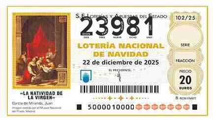 Décimo 23981 del sorteo 102-22/12/2025 Navidad