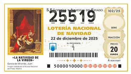 Décimo 25519 del sorteo 102-22/12/2025 Navidad