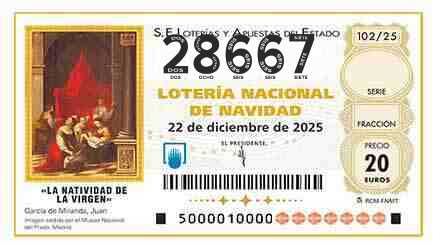 Décimo 28667 del sorteo 102-22/12/2025 Navidad