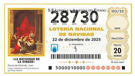 Décimo 28730 del sorteo 102-22/12/2025 Navidad