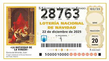 Décimo 28763 del sorteo 102-22/12/2025 Navidad
