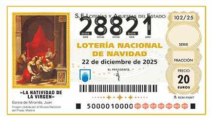 Décimo 28821 del sorteo 102-22/12/2025 Navidad