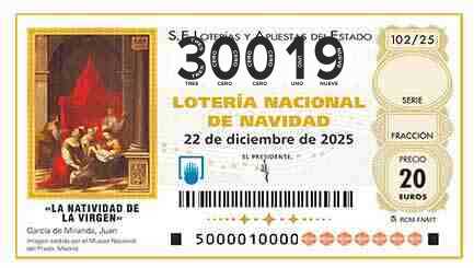 Décimo 30019 del sorteo 102-22/12/2025 Navidad