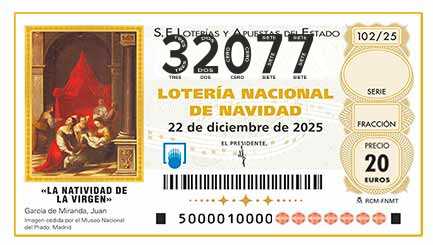 Décimo 32077 del sorteo 102-22/12/2025 Navidad