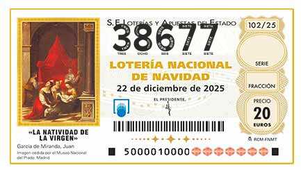 Décimo 38677 del sorteo 102-22/12/2025 Navidad