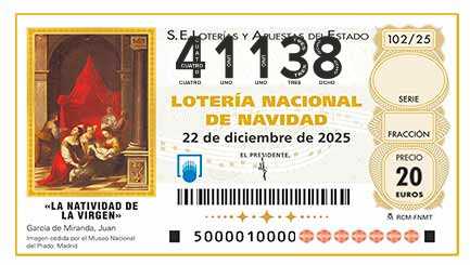 Décimo 41138 del sorteo 102-22/12/2025 Navidad