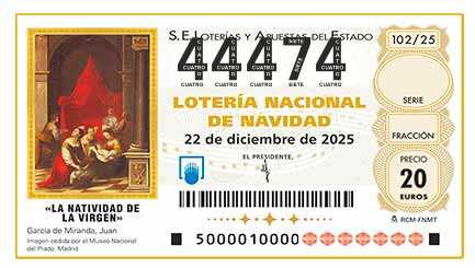 Décimo 44474 del sorteo 102-22/12/2025 Navidad