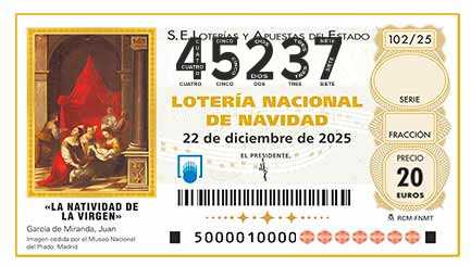Décimo 45237 del sorteo 102-22/12/2025 Navidad