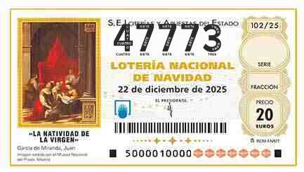 Décimo 47773 del sorteo 102-22/12/2025 Navidad