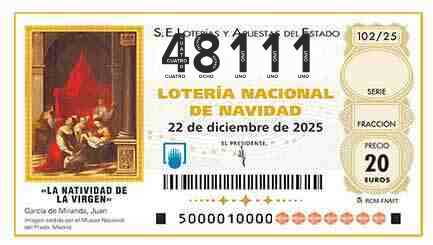 Décimo 48111 del sorteo 102-22/12/2025 Navidad