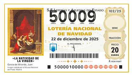 Décimo 50009 del sorteo 102-22/12/2025 Navidad