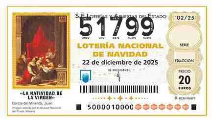 Décimo 51799 del sorteo 102-22/12/2025 Navidad