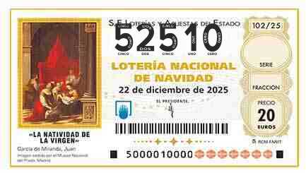 Décimo 52510 del sorteo 102-22/12/2025 Navidad