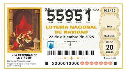 Décimo 55951 del sorteo 102-22/12/2025 Navidad