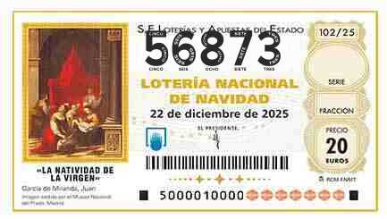 Décimo 56873 del sorteo 102-22/12/2025 Navidad